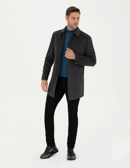 Antrasit Y_n Kar___ml_ Slim Fit Ka_e Kaban - Pierre cardin фото 4