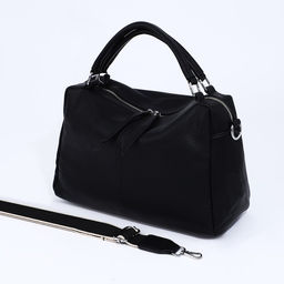 Сумка-саквояж на молнии, длинный ремень, цвет чёрный - Simaland фото 6