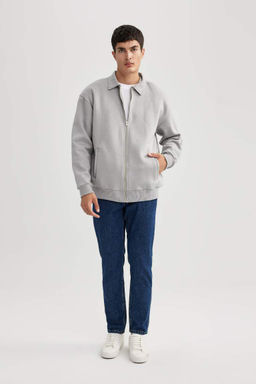 Кардиган оверсайз с воротником-поло и мягкой пушистой изнанкой - Defacto фото 2