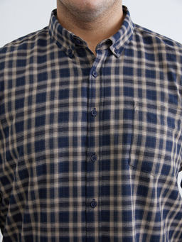 B?y?k Beden Regular Fit Uzun Kollu Ekose Gabardin Erkek G?mlek