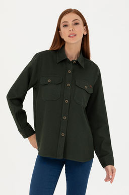 Женская рубашка цвета хаки с длинным рукавом - U.s. polo assn фото 15