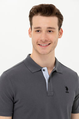 Мужская базовая футболка с воротником поло антрацитового цвета - U.s. polo assn фото 17
