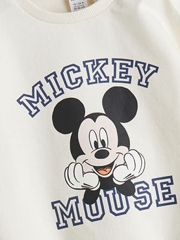 Bisiklet Yaka Mickey Mouse Bask?l? Erkek Bebek Sweatshirt ve E?ofman Alt 2li