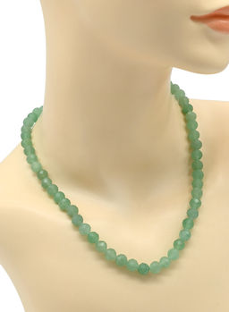 Бусы из камня кальцита граненые 8мм цв.авантюрин зеленый, 48см