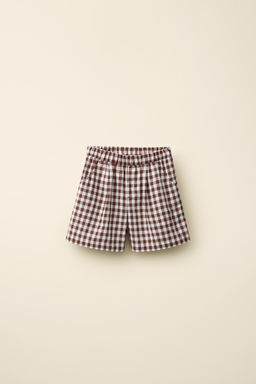 BERMUDA CUADRO VICHY ALGOD?N LINO CREATED BY CARAMEL LONDON X ZARA / Marr?n claro