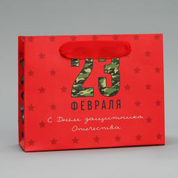 Цена за 3 шт. Пакет подарочный ламинированный, упаковка, «С 23 февраля», S 15×12×5.5 см
