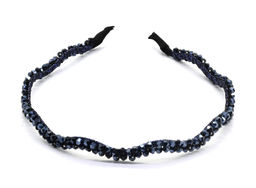 Ободок для волос Волна с цирконом, цвет синий