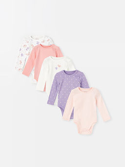 Bisiklet Yaka Uzun Kollu K?z Bebek ??t??tl? Body 5li