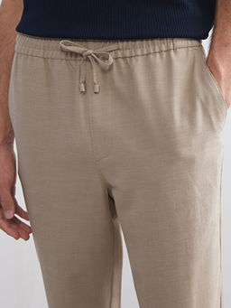 Standart Kal?p Keten G?r?n?ml? Erkek Pantolon