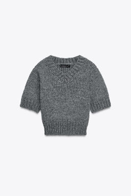 CROPPED KNIT V-NECK SWEATER - Zara фото 5