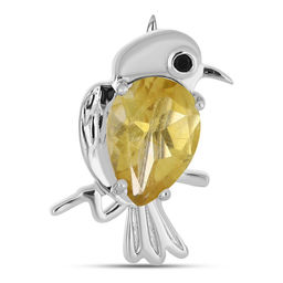 Брошь, цитрин , шпинель, Попугай