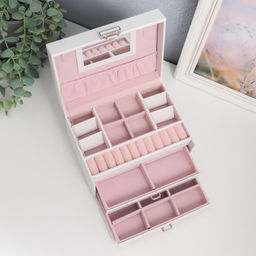 Шкатулка кожзам для украшений сундук Гладкость. Матовый белый 11х18х13,7 см - Simaland фото 3