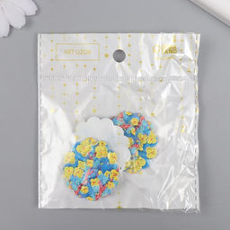 Цена за 4 шт. Декор для творчества акрил Жёлтые цветы на голубом, 0.2?3.5?3.9 см