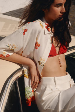 Camisa oversize en mezcla de lino - H&m фото 5