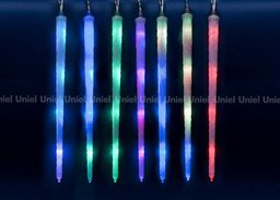 ULD-E3005-210/DTK RGB IP44 FROSTED ICICLE Занавес светодиодный фигурный Морозные сосульки, соединяемый, 2,7х0,42м. 10 подвесов. RGB свет. Провод прозрачный. TM Uniel.