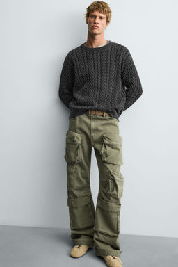 WASHED CABLE-KNIT SWEATER - Zara фото 7
