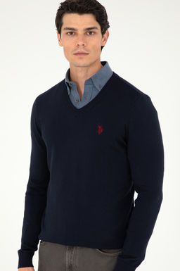 Свитер мужской U.S. Polo Assn темно-синий хлопок  фото 10