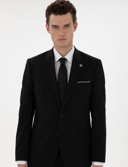 Siyah Slim Fit Y_n Tak_m Elbise