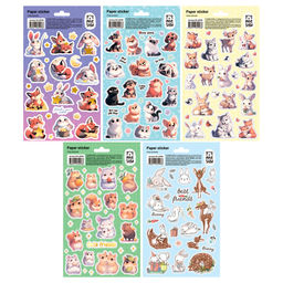 Набор наклеек бумажных "Cute animals" 10 листов, 12*21см (MS_66996, MESHU)
