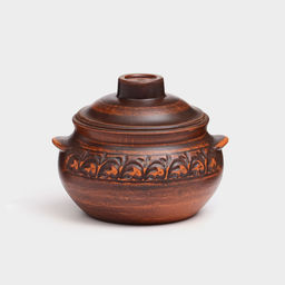 Горшок для запекания с крышкой «Лоли», декор, красная глина, 600 мл, микс