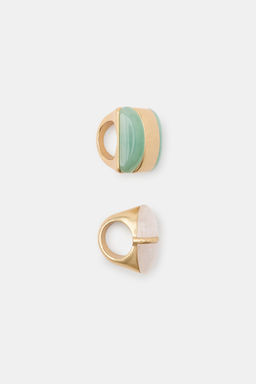 PACK 2 ANILLOS PIEDRA RESINA / Dorado - Zara фото 3