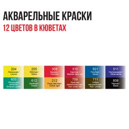 Краска акварель VISTA-ARTISTA художественная, набор в картонной упаковке VAWS-12 12 цв