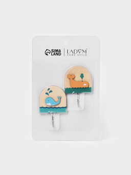 Набор самоклеящихся деревянных крючков LaDоm Wooden animals, 2 шт., 7.82.75.1 см