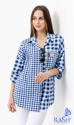 Туника "Женева" синяя (крупная клетка) Цвет:как на фото