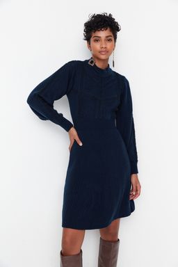 Lacivert Mini Triko Dantelli Elbise TWOAW22EL0011