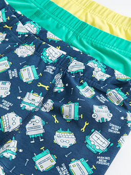 Bask?l? Pamuklu Erkek ?ocuk Boxer 3l? - Waikiki фото 3