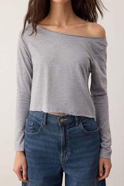 Teen Siyah-Beyaz %100 Pamuk Asimetrik Kay?k Yaka Relaxed/Rahat Kesim Orme T-Shirt TWOAW26TS00016 - Trendyolmilla фото 15