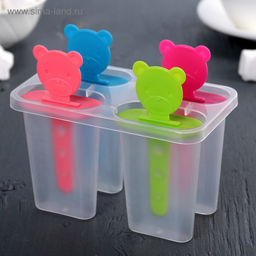 Форма для мороженого Доляна Медвежонок, 13?11.5?7.5 см, 4 ячейки, прозрачная  фото 4