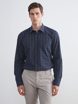 Regular Fit Uzun Kollu Ekose Poplin Erkek G?mlek