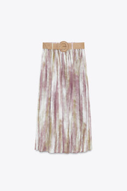 PRINTED MIDI SKIRT WITH BELT - Zara фото 7