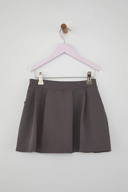 Antrasit 100% Pamuk Fiyonklu Dokuma K?z Cocuk Okul Sort Etek TKDAW26ET00000 - Trendyolmilla фото 5