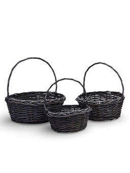 Корзина плетёная для хранения Prut, с ручкой, ива, серая, набор 3 шт., Greengo