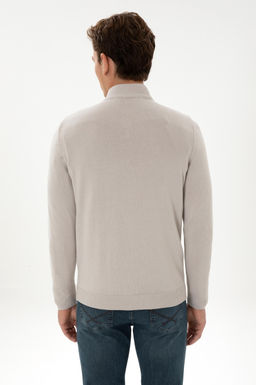 Erkek Slim Fit Yar_m Fermuarl_ Ta_ Kazak