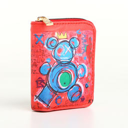 Кошелёк на молнии Crazy bear, маленький, красный