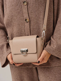 Сумка кожаная кросс-боди Azaro 3520 розово-бежевый/бизон