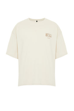 TRENDYOL MAN Lacivert Oversize/Genis Kesim S?rt Kabar?k Yaz? Bask?l? %100 Pamuklu T-shirt TMNSS24TS00052 - Trendyolmilla фото 8