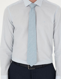 Голубая классическая хлопковая рубашка приталенного кроя - Cacharel фото 6