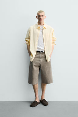 BERMUDA DENIM BALLOON FIT ESTRUCTURA / Khaki