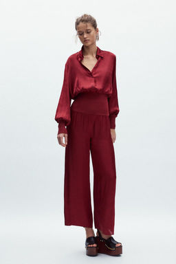 SATIN RIBBED TROUSERS
