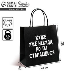 Пакет подарочный Хуже уже некуда, 22 22 11 см - Дарите счастье фото 9
