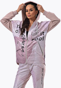 Толстовка из футера комбинированного с принтованной плащевой тканью - А+б коллекция фото 97