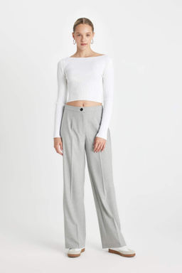 Standart Boy Pantolon Wide Leg Genis Bol Paca Basic Duz Yuksek Bel - Defacto фото 7