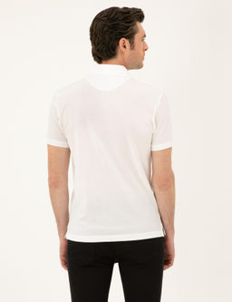 Beyaz Slim Fit Polo Yaka Merserize T-shirt