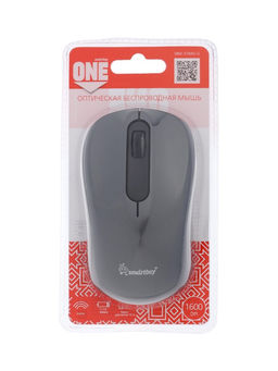 Мышь Smartbuy ONE 378, беспроводная, 3 кнопки, 1600 dpi, USB, 1хАА, серая