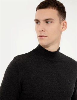 Antrasit Melanj Slim Fit Yar_m Bal_k__ Yaka Basic Triko Kazak - Pierre cardin фото 2