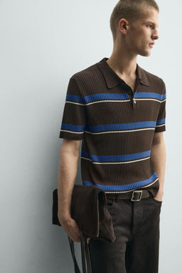 POLO PUNTO JACQUARD RAYAS / Marr?n - Zara фото 5